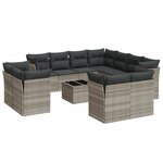 vidaXL Salon de jardin avec coussins 12 Pièces gris clair résine tressée