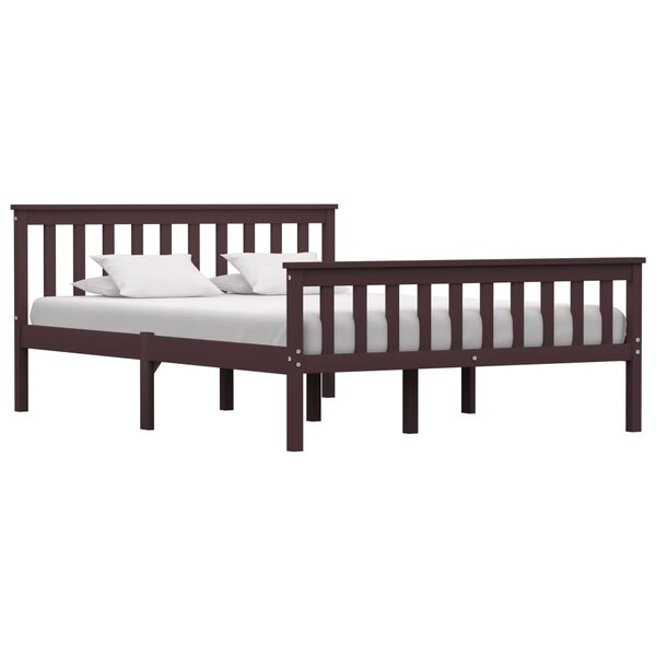 vidaXL Cadre de lit Marron foncé Bois de pin massif 140x200 cm