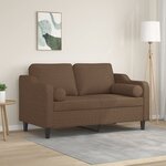vidaXL Canapé 2 places avec oreillers décoratifs marron 120 cm tissu