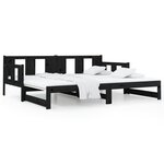 vidaXL Lit coulissant Noir Bois de pin solide 2x(80x200) cm