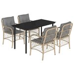 vidaXL Ensemble à manger de jardin coussins 5 Pièces mélange beige rotin