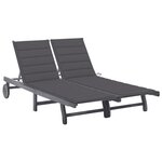 vidaXL Chaise longue de jardin 2 places avec coussin Gris Acacia