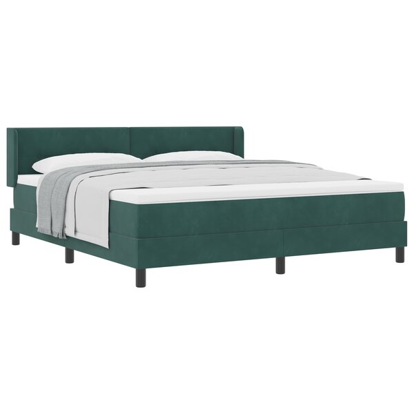 Lit à ressort avec matelas vidaXL Vert foncé 180x200 cm Velours