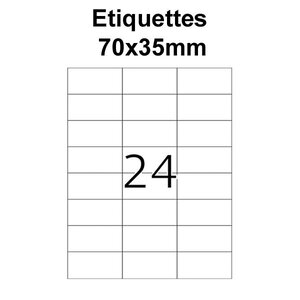 Étiquettes adhésives  70x35mm   (24étiquettes/feuille) - blanc - 50 feuilles -t3azur