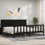 vidaXL Cadre de lit avec tête de lit noir 200x200 cm bois massif