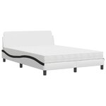 vidaXL Lit avec matelas blanc et noir 120x200 cm similicuir
