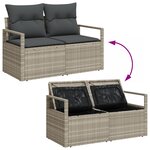 Ensemble de canapé de jardin 6 pièces avec coussins gris clair en rattan poly