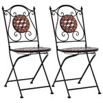 vidaXL Chaises de bistrot mosaïque 2 Pièces Marron Céramique