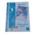 Sachet De 25 Pochettes Perforées Stop Doc Ouverture En Coin - Polypropylène Lisse 6/100e - A4 - Cristal - X 4 - Exacompta