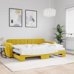 vidaXL Lit de jour avec lit gigogne et matelas jaune 80x200 cm velours