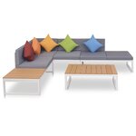 vidaXL Salon de jardin 4 Pièces avec coussins Aluminium et WPC