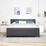 vidaXL Lit à ressorts avec matelas & lumière LED gris foncé en tissu en velours côtelé