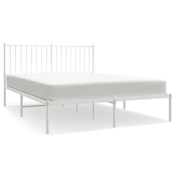 vidaXL Cadre de lit métal avec tête de lit blanc 140x200 cm