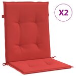 vidaXL Coussins de chaise de jardin à dossier bas lot de 2 rouge