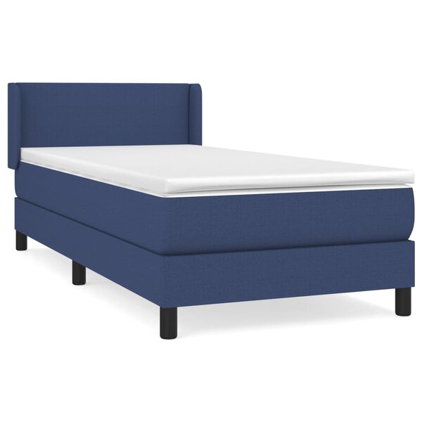 vidaXL Sommier à lattes de lit avec matelas Bleu 100x200 cm Tissu