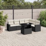 vidaXL Salon de jardin 7 Pièces avec coussins noir résine tressée