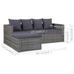 vidaXL Salon de jardin 4 Pièces avec coussins Résine tressée Gris