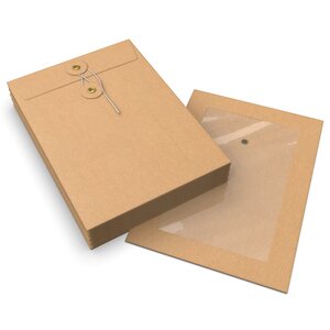 Lot de 20 enveloppes rondelle et ficelle manille avec fenetre panoramique 229x162