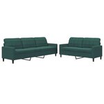 vidaXL Ensemble de canapés 2 Pièces avec coussins Vert foncé Velours