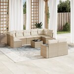 vidaXL Salon de jardin avec coussins 10 Pièces beige résine tressée