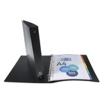 EXACOMPTA Classeur extra large avec étiquette - 242 x 297 mm - 4 anneaux - Ø 30 mm - Ecart 80 polypropylene opaque 7/10 eme - Noir
