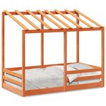 vidaXL Lit pour enfants et toit cire marron 70x140 cm bois massif pin