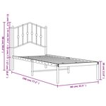 vidaXL Cadre de lit métal sans matelas avec tête de lit blanc 75x190cm