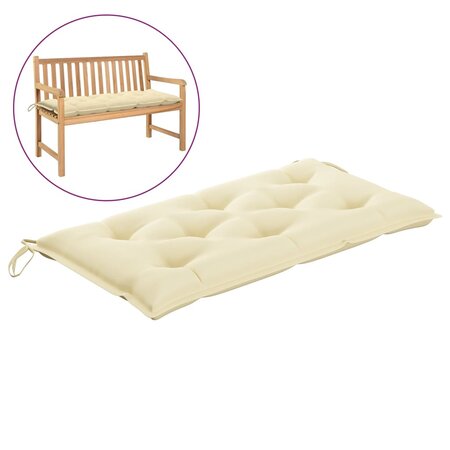 vidaXL Coussin de banc de jardin blanc crème 100x50x7 cm tissu oxford