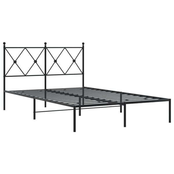 vidaXL Cadre de lit métal avec tête de lit noir 120x190 cm