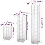 vidaXL 3 gabions en fil galvanisé