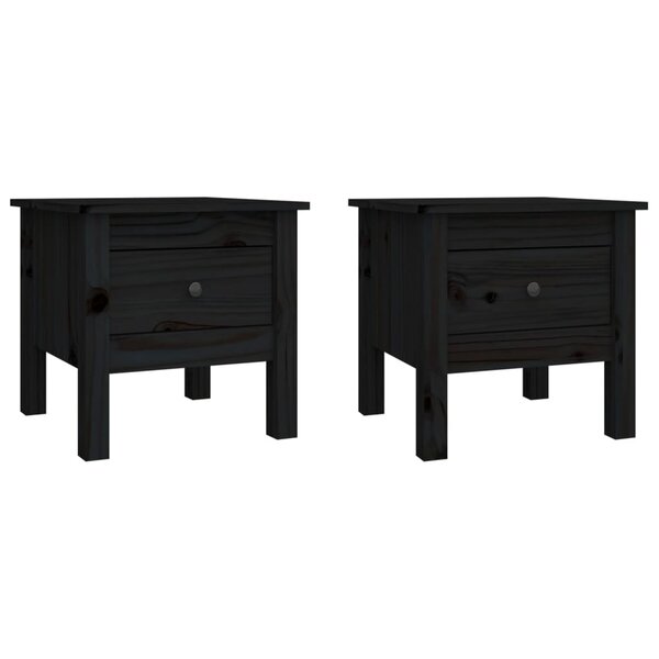 vidaXL Tables d'appoint 2 Pièces Noir 40x40x39 cm Bois massif de pin