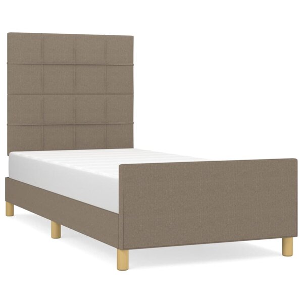 vidaXL Cadre de lit avec tête de lit Taupe 100x200 cm Tissu