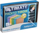 Pack 10 Dossiers Suspendus AZO Ultimate Tiroirs ( 5 Dos 15mm, 5 Dos 30mm) Orange L'OBLIQUE AZ