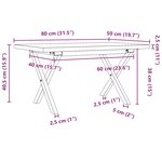 vidaXL Table basse cadre en X 80x50x40 5cm bois de pin massif et fonte