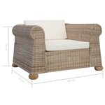 vidaXL Fauteuil avec coussins Rotin naturel