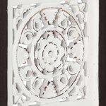 vidaXL Panneau mural sculpté à la main MDF 40x40x1 5cm Marron et blanc