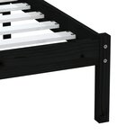 vidaXL Cadre de lit Noir 75x190 cm Petit simple Bois massif