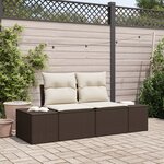 vidaXL Canapé de jardin 2 places avec rangement et coussins Marron Rotin Synthétique