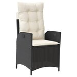 vidaXL Chaise inclinable de jardin avec coussins noir résine tressée