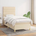 vidaXL Sommier à lattes de lit avec matelas Crème 100x200 cm Tissu