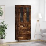 vidaXL Buffet haut Chêne fumé 69 5x34x180 cm Bois d'ingénierie