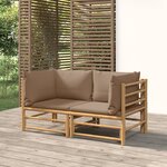 vidaXL Canapés d'angle de jardin avec coussins taupe 2 Pièces bambou