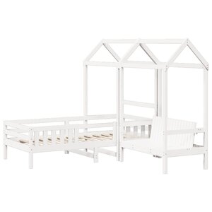 vidaXL Ensemble de lit et de banc avec toit 100x200 cm bois pin massif