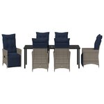 Set de salle à manger de jardin vidaXL 7 pièces avec coussins en rotin poly gris