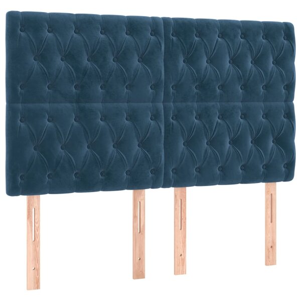 vidaXL Têtes de lit 4 Pièces Bleu foncé 72x7x78/88 cm Velours