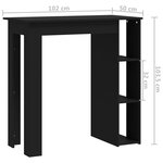 vidaXL Table de bar avec étagère Noir 102x50x103 5cm Bois d'ingénierie