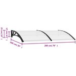 vidaXL Auvent de porte Noir 200 x 100 cm PC