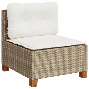 vidaXL Canapé de jardin sans accoudoirs coussins beige résine tressée