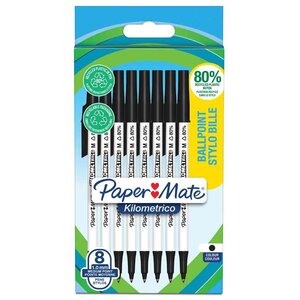 Stylo à bille Kilometrico  blister de 8  noir Paper Mate