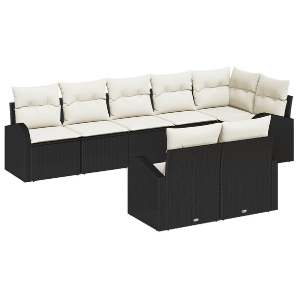 Ensemble de canapé de jardin de 8 pièces avec coussins en rattan noir